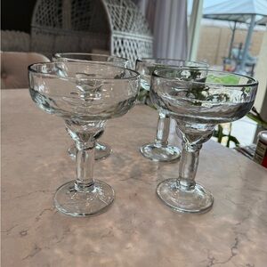Elegant Clear Glass Margarita Glasses Set of 4